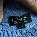 Topshop Lace Puff Sleeve Smocked Crop Top Blue Floral Mesh Size 0 Photo 2