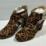 Bella Marie NIB! Leopard print crisscross buckle, zipper chunky heel boot Size 8.5 Photo 0