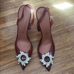 Amina Muaddi  ‘Begum’ Crystal PVC Slingback Glass Pumps Bordeaux Size 39 Photo 2