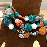 Miami Dolphins football inspired beaded charm bracelets handmade Green Photo 0