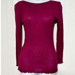 Free People Intimately Womens Lettuce Edge Long Sleeve Top Berry Purple Sz Small Photo 12