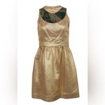 Shoshanna  - Gold Brocade Mini Dress W/ Green & Golden Sequins Size 4 Women’s Photo 2