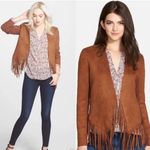 Hinge  Brown Faux Suede Fringe Jacket size small Photo 1
