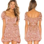 Majorelle  Shiloh Puff Sleeve Waist Tie Ruffle Mini Dress Red Leopard Size‎ Large Photo 2