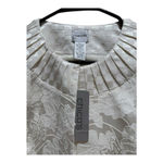 Chico's  Size 2 Large Ivory Floral Jacquard Holiday Jacket Elegant Pleated Collar Photo 6