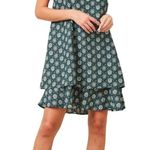 Saints & Hearts Floral Circle Print Swing Dress Blue Green Size Medium NWT Photo 1