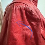 Vintage Women Genuine Red Leather Bomber Zip Front Jacket Made in Korea Sz M Size M Photo 3