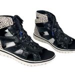 Sorel Tivoli Cut Out Calf Hair Sneaker Gladiator Sandals Sz 8 Black Photo 0