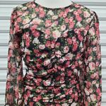 VICI Dress Womens Small Black Floral Long Sleeve Ruched Short Mini Party Photo 7