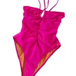 Scotch & Soda Hot Pink Ruched Front Keyhole One Piece Swimsuit Size Medium NWT Photo 0