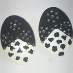 Vintage Black & White Funky Oval Studded Retro Boho Pierced Earrings Photo 0