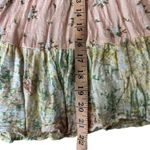 Wonderly Pastel Pattern Print Peasant Crop Top Mixed Fabric Gauze Top 0X Photo 6