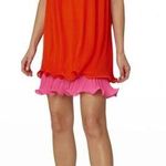 Milly  Bianca Dress Sleeveless Pleated Coral Orange Cocktail Ruffle Hem 10 NWOT Photo 0