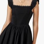 Black Mini Corset Square Neck Ruffle Sleeve A Line Lace Hem Gothcore Dress Large Photo 0