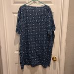 World Market Women's Indigo Blue Cotton Kaftan Dress One Size Pocket‎ Boho Size L Photo 4