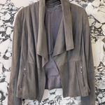 Vince Drape Suede Leather Jacket in Grey Photo 3