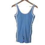 WILO Athletic Romper Bodysuit Blue White Ribbed Athleisure Shorts Size M Tennis Size M Photo 1