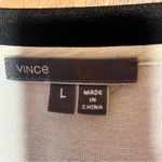 Vince  White Scoop Neck Tee Black Sheer Panel Short Sleeve Top Colorblock Large Photo 3