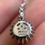 Sterling Silver 7mm Sunburst Button Freshwater Pearl CZ Halo Drop Earrings 925 Photo 6