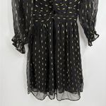 Angie  Women's Twist Front Keyhole Long Sleeve Swiss dot black Dress size small Photo 5