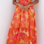 Hello Molly XL Luxe Resort Style Orange Pink Vibrant Floral Maxi Dress Worn Once Photo 0