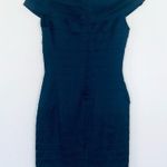 Tadashi Shoji Rosette Cap Sleeve Sheath Cocktail Dress Navy Blue Women's Size 4 Photo 4