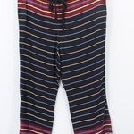 Loft Striped Straight Leg Satin Ankle Pants Drawstring Pockets Elastic Waist XL Photo 0