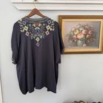 Johnny Was  Blue‎ Navy HENDAYA SATIN BLOUSE size XXL Photo 3