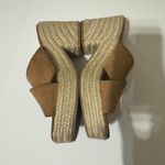 ZARA Women's Tan Suede Espadrille Sandals SZ 38/7.5 block platform heels slip on Photo 3