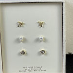A New Day 14K Gold Dipped Cubic Zirconia Heart Bow Pearl Earring Set Nickel Free Photo 0
