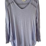 Anthropologie Delletta Women's Size Small Light Blue Blouse Cottage Rayon Light Photo 0