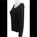 Cache VTG Black Dressy Sweater LS Zip Sleeve Sz. M Classy Elegant Dressy Work Photo 3