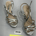 Nina Womans  Size 6.5 M Strappy open Toe Slingback Silver Platform Dress Shoe Photo 0