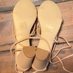 Allegra K Women's Strappy Lace Up Chunky Heeled Sandals, Nude, Size 7 Tan Photo 6