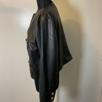 H&M 19. Black Collarless Faux Leather with Gold Buttons Jacket Size X-Large Photo 7