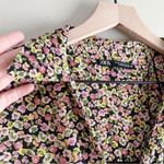 ZARA Floral Mini Shirt Dress Long Sleeves Pink Green Black Yellow, Size XS Photo 4