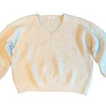 Luca + Grae  V neck sweater Cream Waffle weave Soft Cozy Comfy Women’s size M Photo 0
