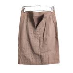 Elie Tahari  Beige Tan Perforated Leather Back Zipper Pencil Skirt US 6 Photo 3