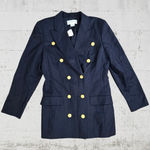 Liz Claiborne 1990s Vintage Navy Military Style Deadstock Double Breasted Wool Blazer Size 6 Photo 1