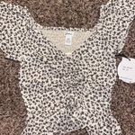 Japna White And Black Patterned Blouse Cinch Top Photo 0