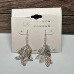 LC Lauren Conrad Lauren Conrad LC Tri Tone Flower Leaf Charm Dangle Drop Pierced Earrings NWT $14 Photo 0