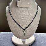 Vintage Sterling Silver Black Pearl Flower Pendant Necklace 925 AK Stamp Photo 7