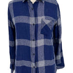 Rails  Charli Linen Blend Button-Down Shirt Patriot Blue White Size Small Photo 0