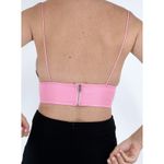 SheIn Women's Faux Leather Pink V-neckline Crop Top Size Small Photo 1