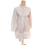 Bird & Knoll Bo Tiered Cotton Mini Dress in White Small Photo 2