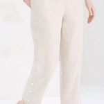 Chico's Chico’s Linen Elastic Pull On Button Hem Crop Pants in Natural. Size 4/ 0. Photo 1