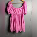 Lush Clothing Lush The Pink Dress, Babydoll dress with square neckline + puff sleeves. Size S Photo 1
