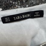 ZARA Basic Silver Sequin Long 3/4 Sleeve Top Medium Photo 3