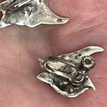 Vintage handmade sterling silver Cala Lily screwback earrings Photo 6