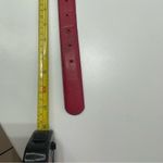 Women Red Skinny Belt Full Grain Cowhide Leather ML Nautical Anchor Charm Preppy Photo 4